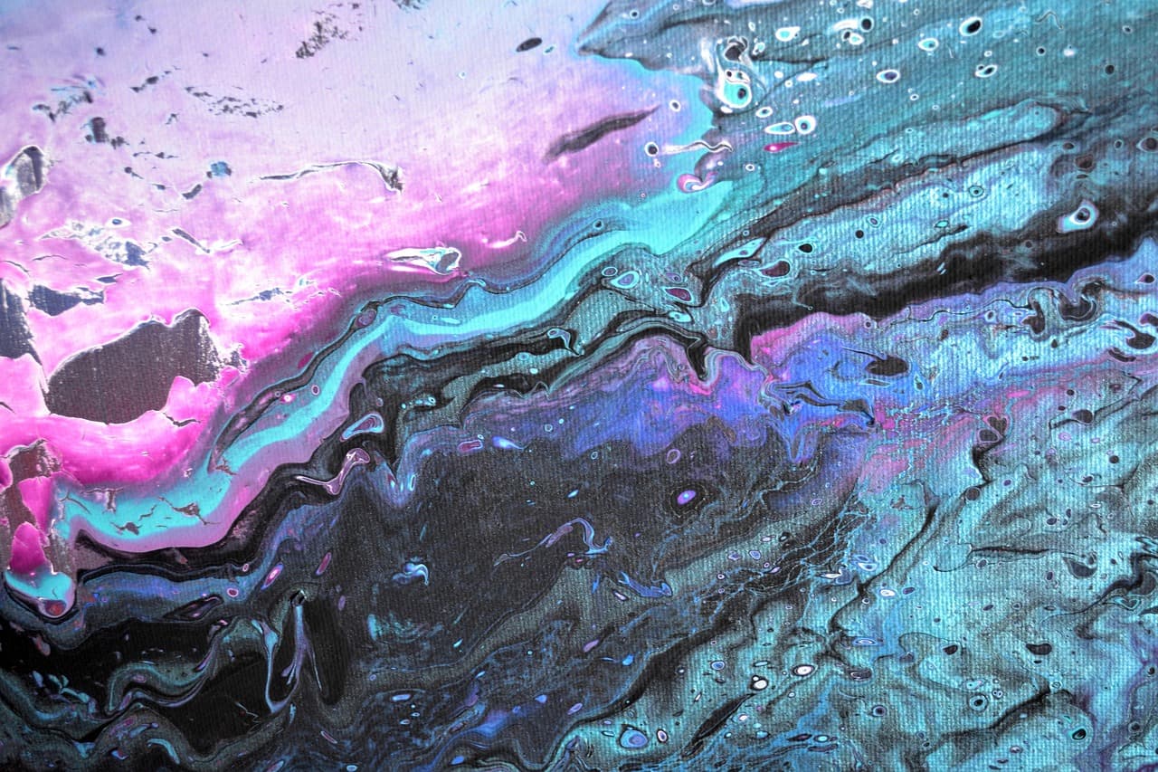 painting, abstract, waves, colorful, bright, blue abstract, blue painting, blue paint